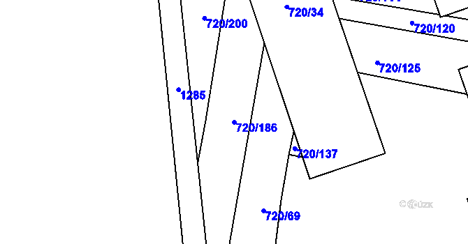 Parcela st. 720/186 v KÚ Jevišovka, Katastrální mapa