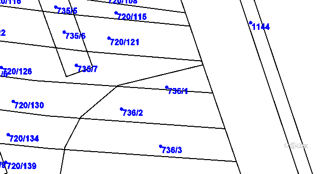 Parcela st. 736/1 v KÚ Jevišovka, Katastrální mapa