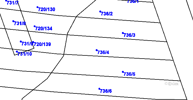 Parcela st. 736/4 v KÚ Jevišovka, Katastrální mapa