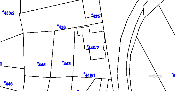 Parcela st. 440/2 v KÚ Jevišovka, Katastrální mapa