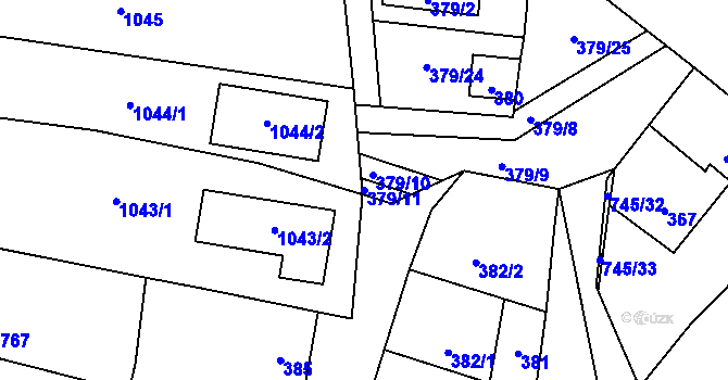 Parcela st. 379/11 v KÚ Jevišovka, Katastrální mapa