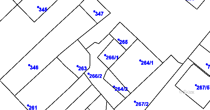 Parcela st. 266/1 v KÚ Jevišovka, Katastrální mapa