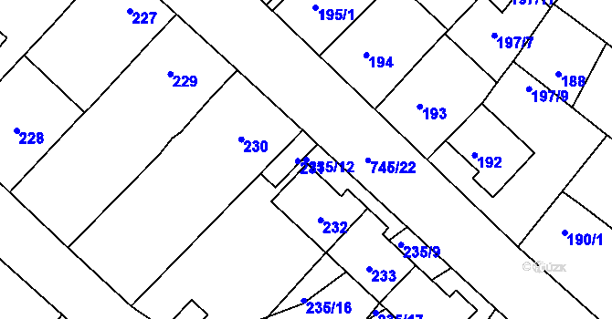 Parcela st. 235/12 v KÚ Jevišovka, Katastrální mapa