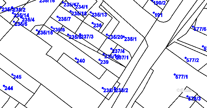 Parcela st. 235/19 v KÚ Jevišovka, Katastrální mapa