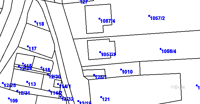 Parcela st. 1057/1 v KÚ Jevišovka, Katastrální mapa