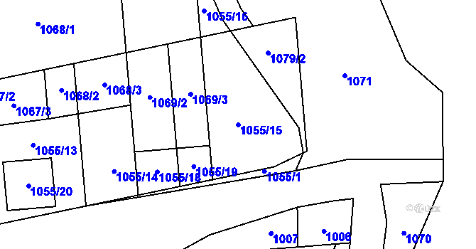 Parcela st. 1055/15 v KÚ Jevišovka, Katastrální mapa