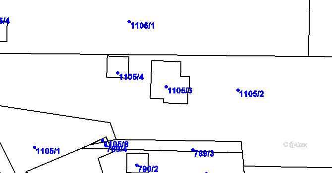 Parcela st. 1105/3 v KÚ Jevišovka, Katastrální mapa