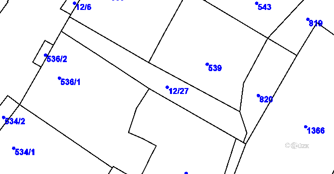 Parcela st. 12/27 v KÚ Jevišovka, Katastrální mapa