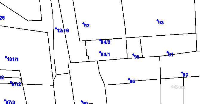 Parcela st. 94/1 v KÚ Jevišovka, Katastrální mapa