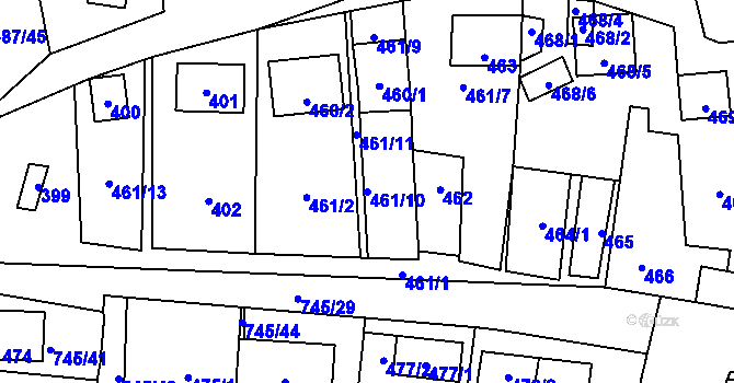 Parcela st. 461/10 v KÚ Jevišovka, Katastrální mapa