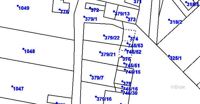 Parcela st. 379/21 v KÚ Jevišovka, Katastrální mapa