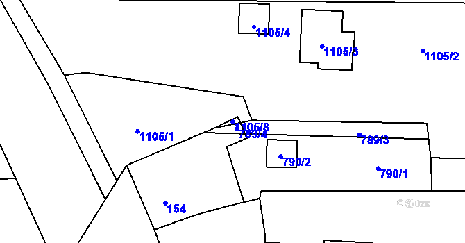 Parcela st. 1105/8 v KÚ Jevišovka, Katastrální mapa