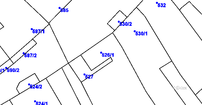 Parcela st. 526/1 v KÚ Jevišovka, Katastrální mapa
