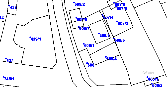 Parcela st. 609/1 v KÚ Jevišovka, Katastrální mapa