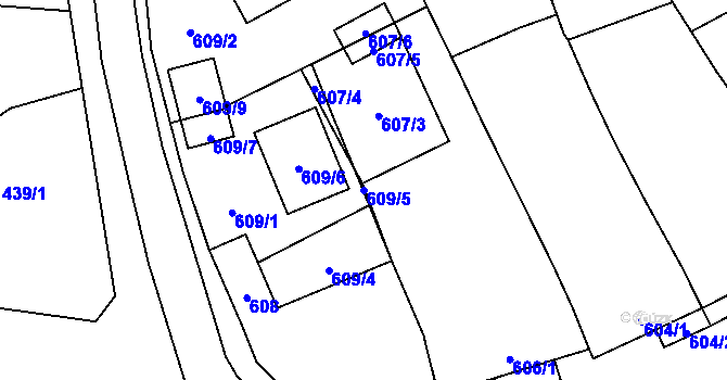 Parcela st. 609/5 v KÚ Jevišovka, Katastrální mapa