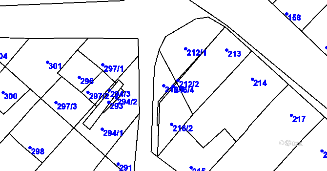 Parcela st. 216/1 v KÚ Jevišovka, Katastrální mapa