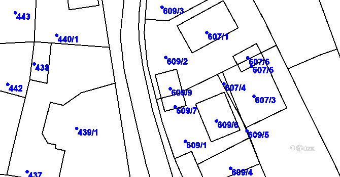 Parcela st. 609/9 v KÚ Jevišovka, Katastrální mapa
