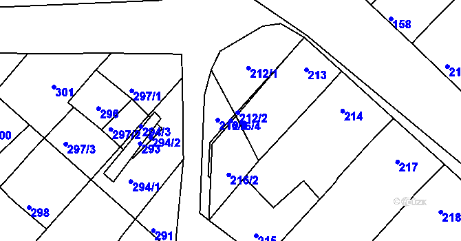 Parcela st. 216/4 v KÚ Jevišovka, Katastrální mapa