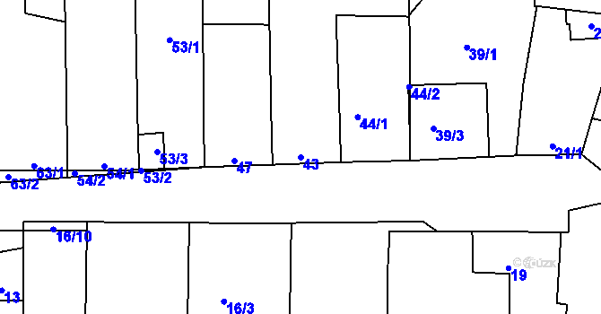 Parcela st. 43 v KÚ Jevišovka, Katastrální mapa