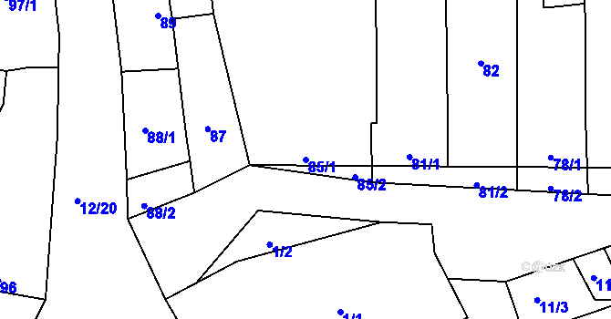 Parcela st. 85/1 v KÚ Jevišovka, Katastrální mapa