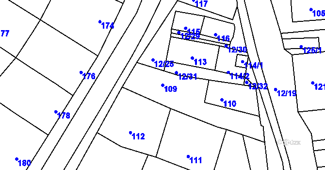 Parcela st. 109 v KÚ Jevišovka, Katastrální mapa