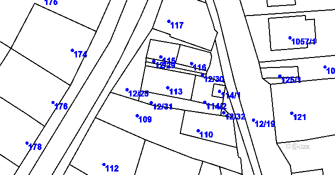 Parcela st. 113 v KÚ Jevišovka, Katastrální mapa