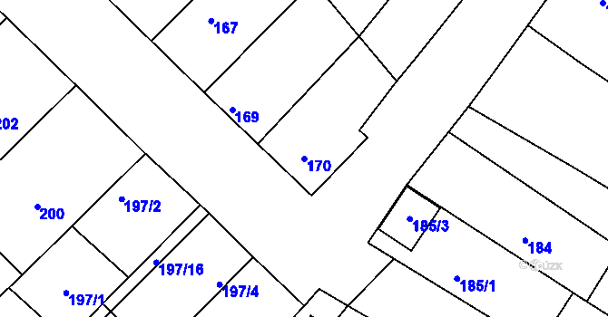 Parcela st. 170 v KÚ Jevišovka, Katastrální mapa