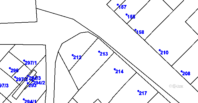 Parcela st. 213 v KÚ Jevišovka, Katastrální mapa