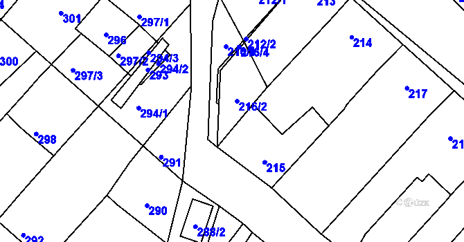 Parcela st. 216 v KÚ Jevišovka, Katastrální mapa