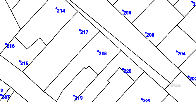 Parcela st. 218 v KÚ Jevišovka, Katastrální mapa