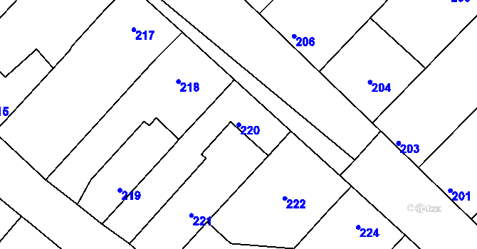 Parcela st. 220 v KÚ Jevišovka, Katastrální mapa