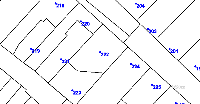 Parcela st. 222 v KÚ Jevišovka, Katastrální mapa
