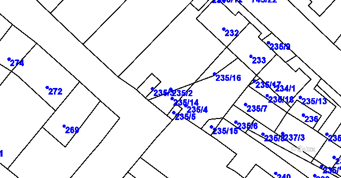 Parcela st. 235/2 v KÚ Jevišovka, Katastrální mapa