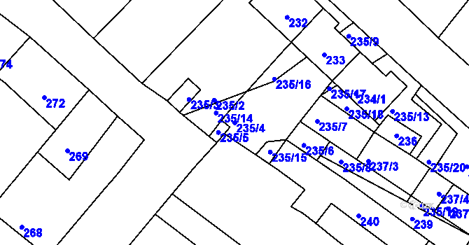 Parcela st. 235/4 v KÚ Jevišovka, Katastrální mapa