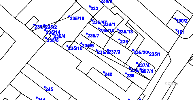 Parcela st. 235/8 v KÚ Jevišovka, Katastrální mapa