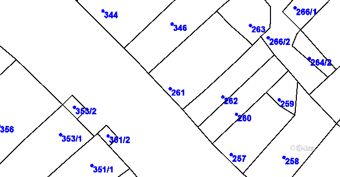 Parcela st. 261 v KÚ Jevišovka, Katastrální mapa