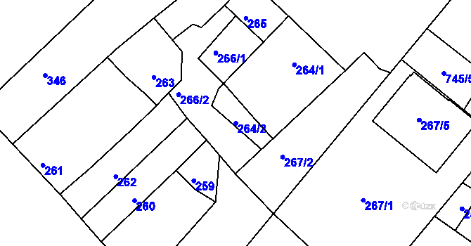 Parcela st. 264/2 v KÚ Jevišovka, Katastrální mapa