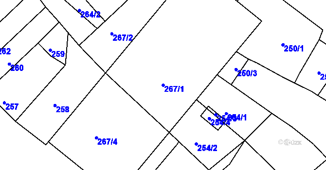 Parcela st. 267/1 v KÚ Jevišovka, Katastrální mapa