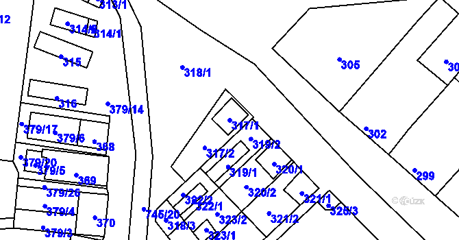 Parcela st. 317/1 v KÚ Jevišovka, Katastrální mapa