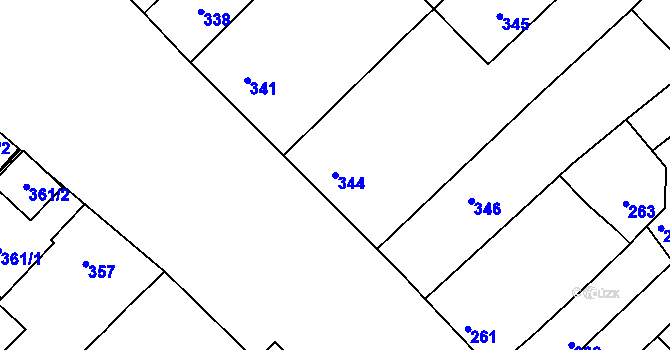 Parcela st. 344 v KÚ Jevišovka, Katastrální mapa