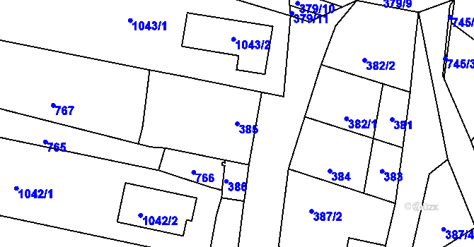 Parcela st. 385 v KÚ Jevišovka, Katastrální mapa