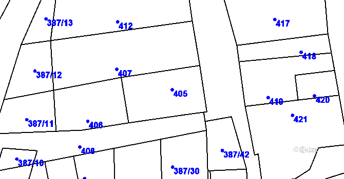 Parcela st. 405 v KÚ Jevišovka, Katastrální mapa