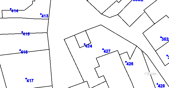 Parcela st. 424 v KÚ Jevišovka, Katastrální mapa