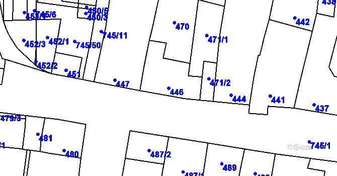 Parcela st. 446 v KÚ Jevišovka, Katastrální mapa