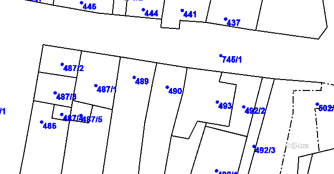 Parcela st. 490 v KÚ Jevišovka, Katastrální mapa