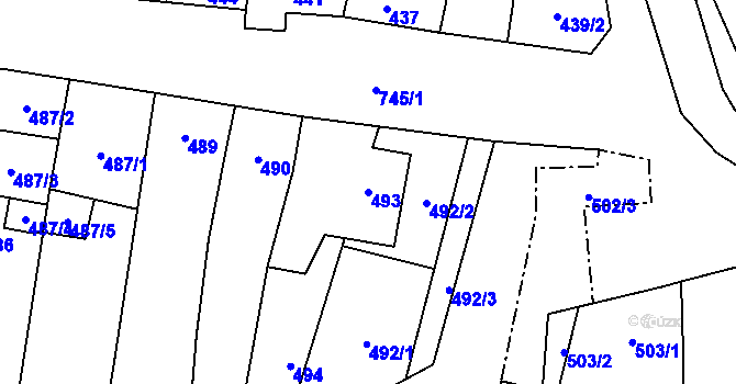 Parcela st. 493 v KÚ Jevišovka, Katastrální mapa