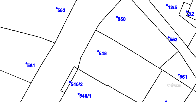 Parcela st. 548 v KÚ Jevišovka, Katastrální mapa