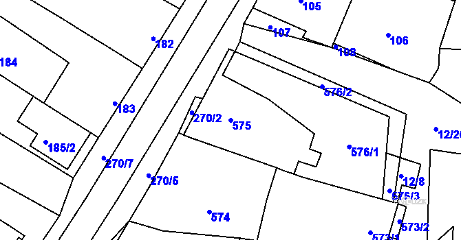 Parcela st. 575 v KÚ Jevišovka, Katastrální mapa