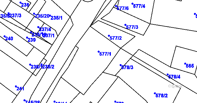 Parcela st. 577/1 v KÚ Jevišovka, Katastrální mapa