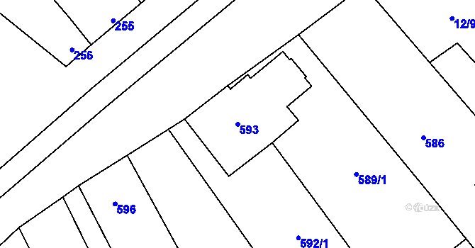 Parcela st. 593 v KÚ Jevišovka, Katastrální mapa
